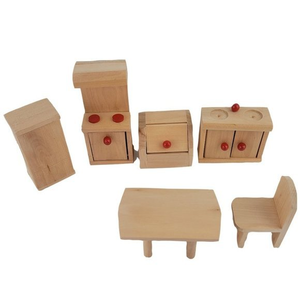 Wooden Dollhouse Furniture Wooden Toy Miniature Toy Kitchen Furniture Lot of 6‎